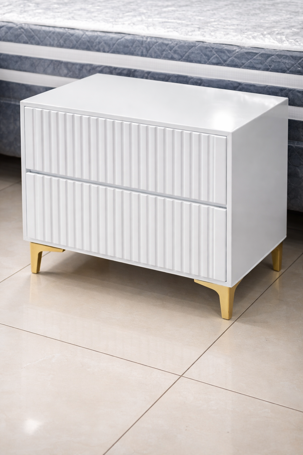 Milano Fluted Two-Drawer Bedside Pedestal
