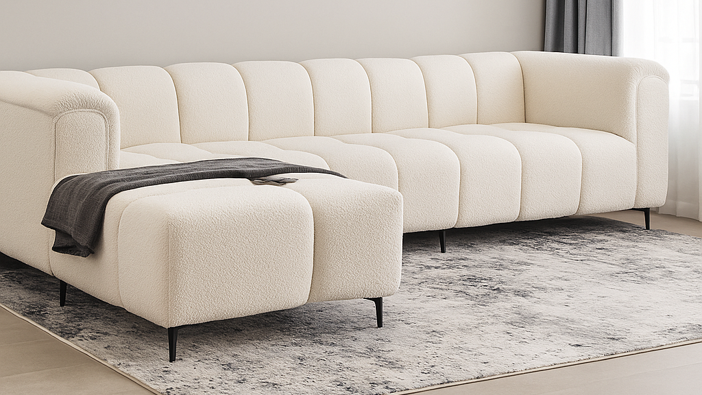 4 seater L LuxeCloud Modular  Bouclé Sectional Sofa