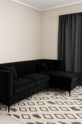 Modern 3 seater L Velvet Sectional with Channel Detailing