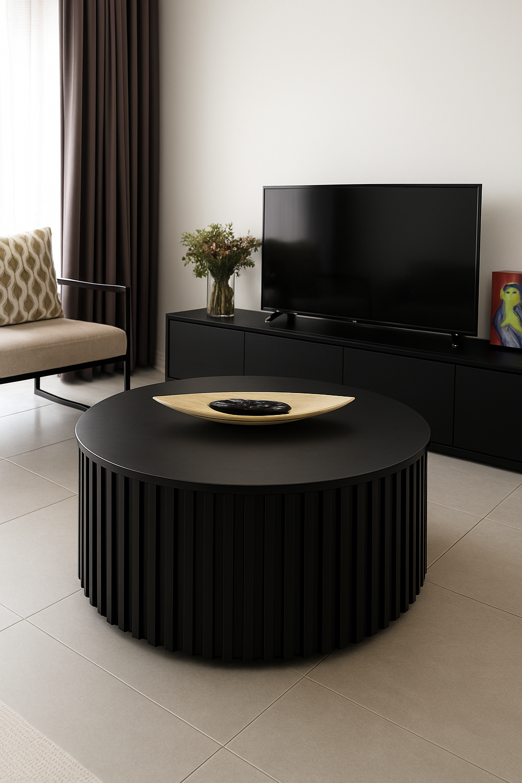 Minimalist Black TV & Media Unit