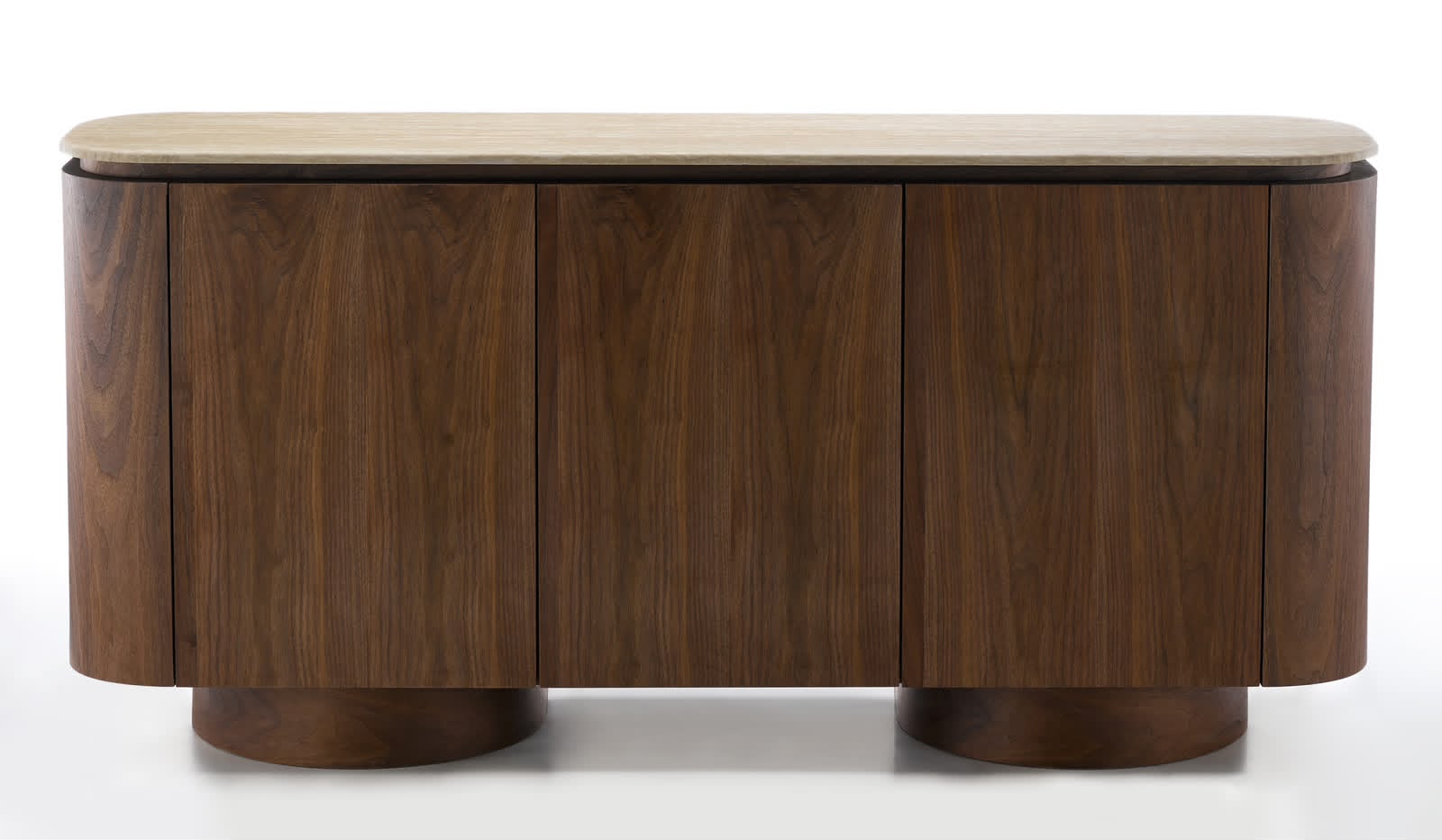 Walnut Curved Buffet Table