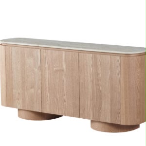 Walnut Curved Buffet Table