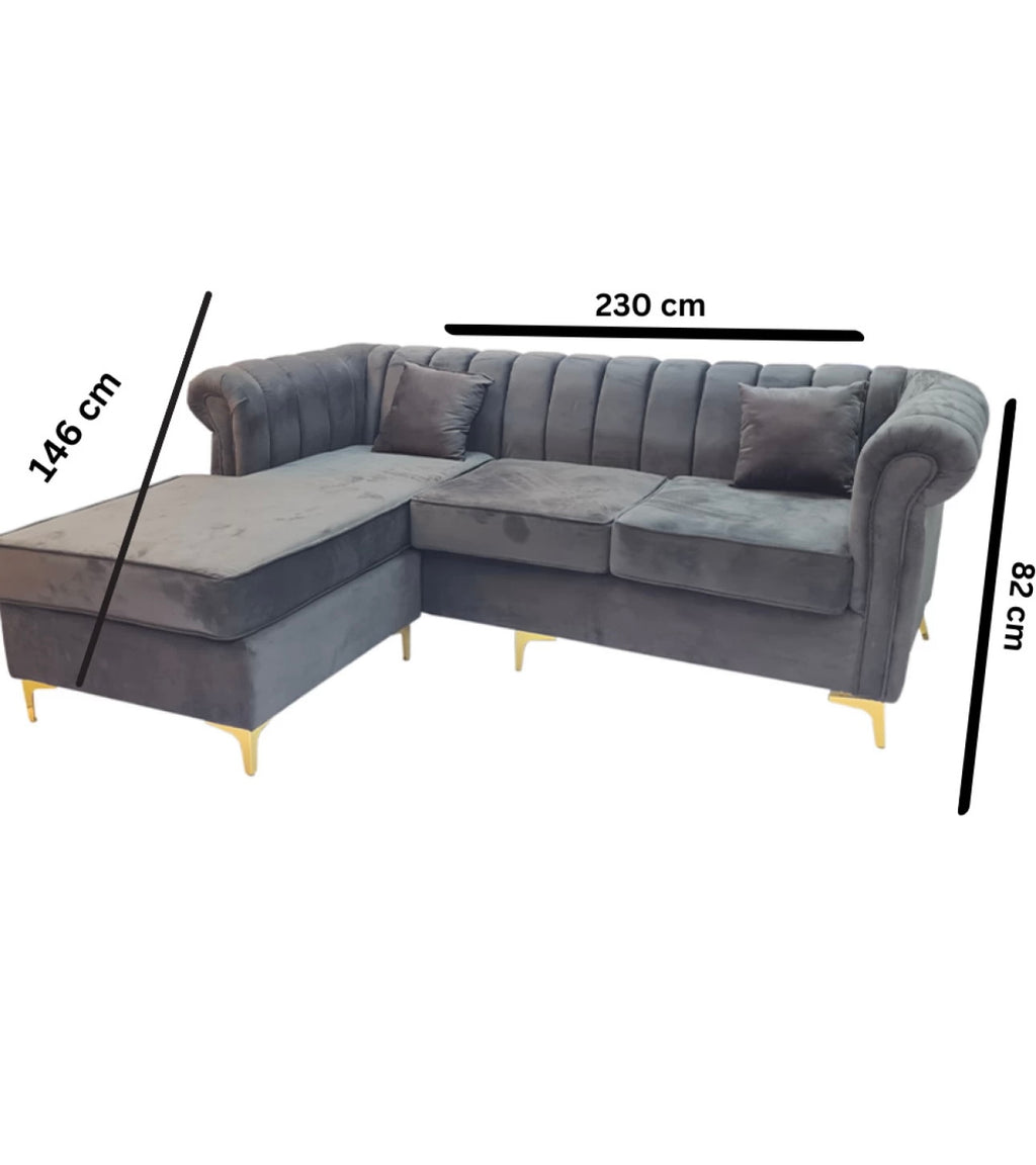 Latina Universal Stripe Couch Velvet 3 Seater Sofa