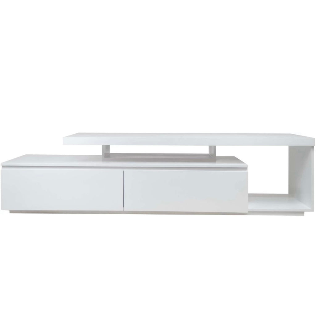 Sleek Amber  Modern TV Stand – Dual-Level Storage Design