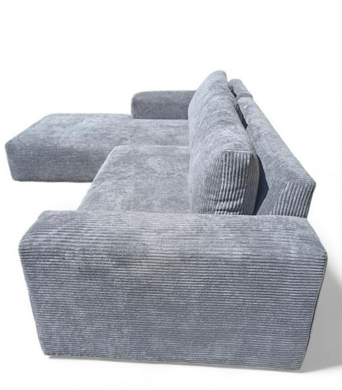 TACH LUXURE ANA101 Corduroy 3 Seater  Sofa (Finish Colour - Anataloia L Shape Couch – Corduroy -Grey