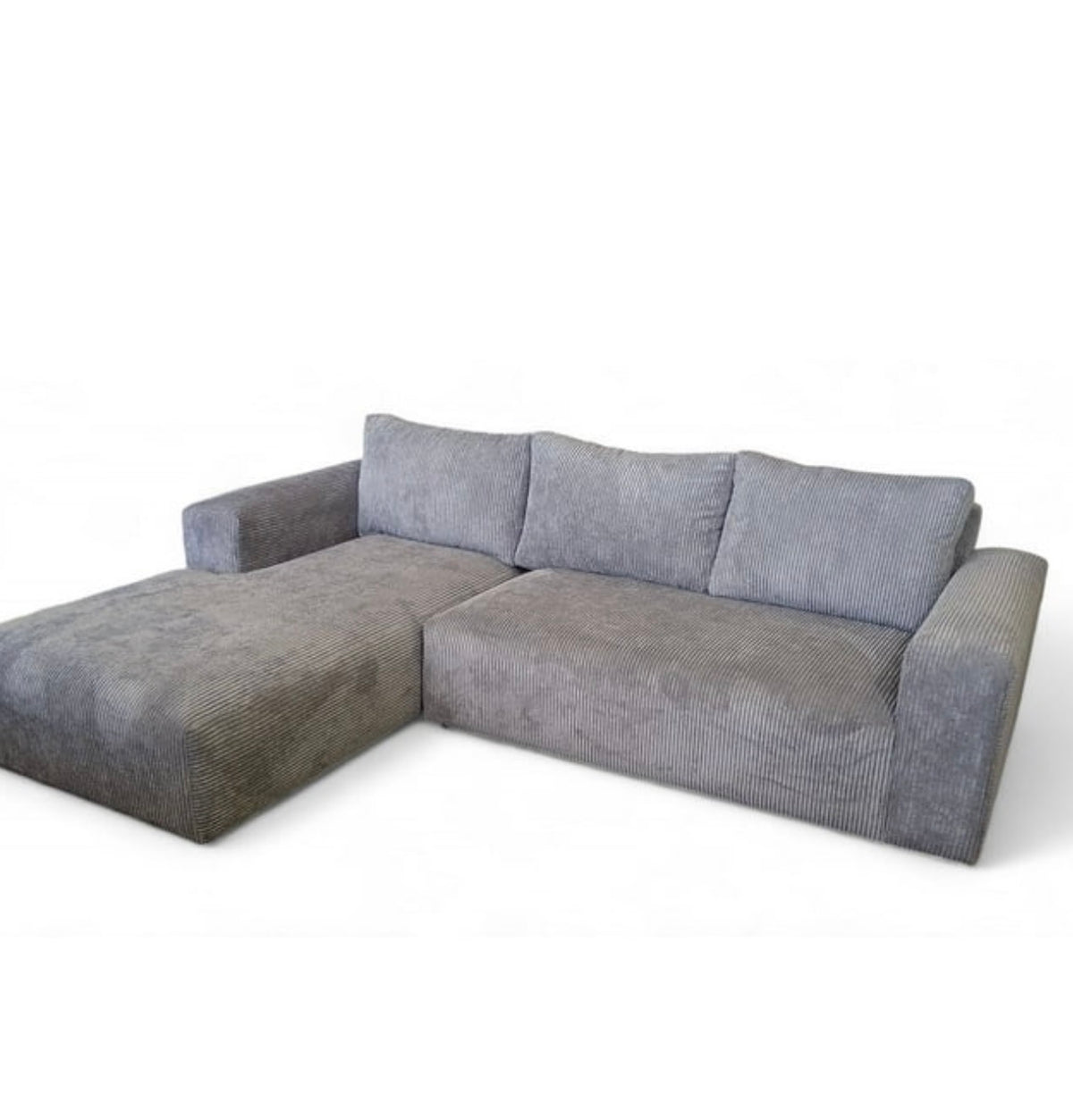 TACH LUXURE ANA101 Corduroy 3 Seater  Sofa (Finish Colour - Anataloia L Shape Couch – Corduroy -Grey