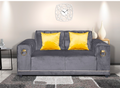 Luxury Black Velvet 2-Seater Sofa with Gold Ring Accents