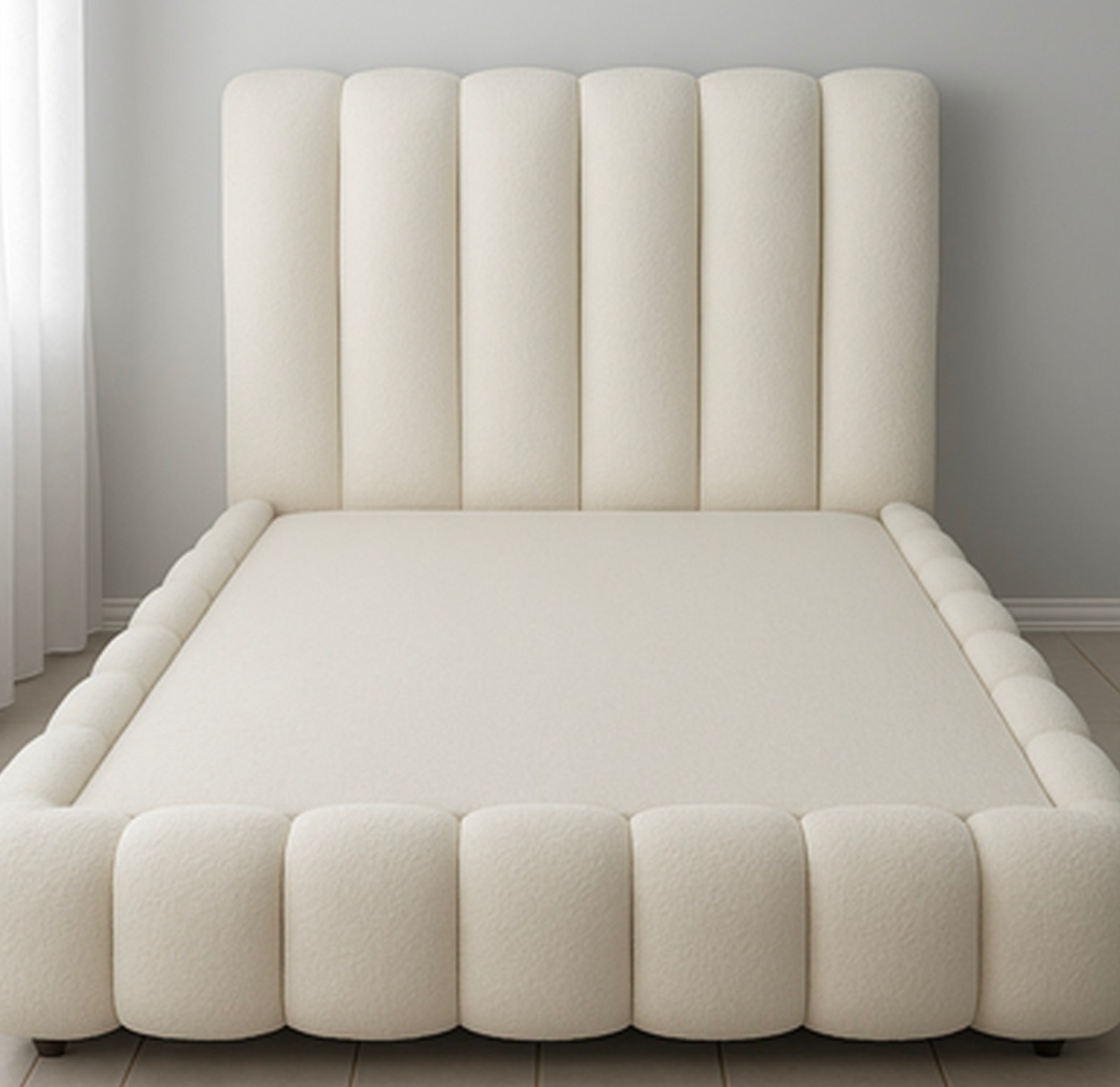 Boucle Standard Design V panel  Sleigh Bed