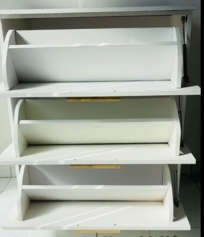 White 3 drawer flip down shoe rack
