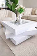Modern Sculpted Glass-Top Coffee Table